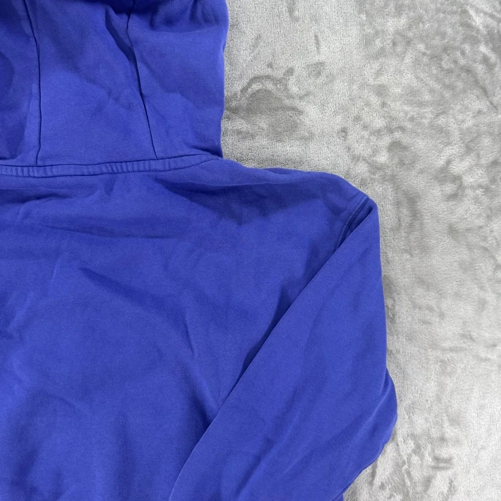 Nike Hoodie Mens Medium Blue Pullover Fleece Sweatshirt Center Swoosh Logo Solid